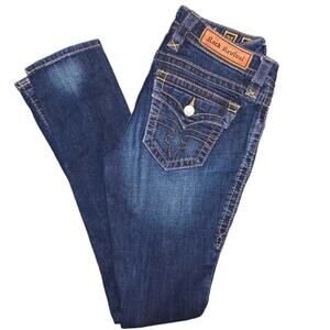 Rock Revival Jeans, Blue & Orange Stitching, Jessica Skinny, Size 27, (Si…